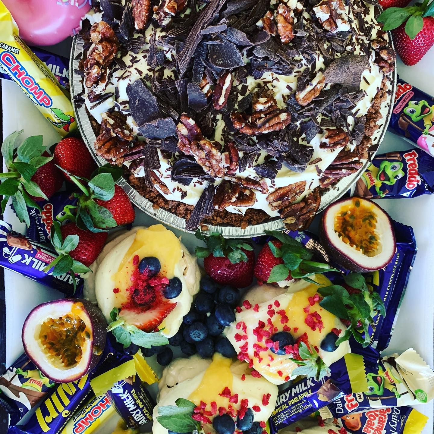 Grazing platter with fresh fruit, figs and sweets
